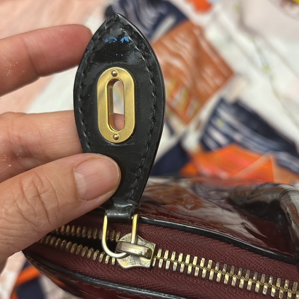 Louis Vuitton Burgundy and Black Patent Leather Satchel - Picture 5 of 11